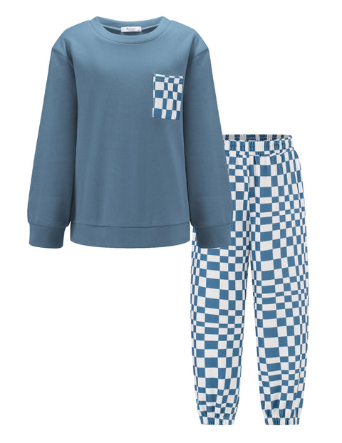 Arshiner Boys Fleece Colorblock Sweatshirt & Pants Outfit Set (2T - 7-8)