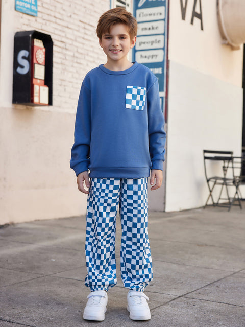 Arshiner Boys Fleece Colorblock Sweatshirt & Pants Outfit Set (2T - 7-8)