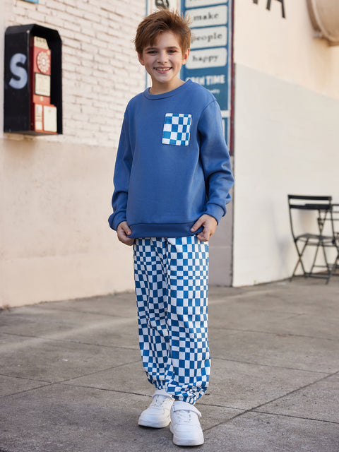 Arshiner Boys Fleece Colorblock Sweatshirt & Pants Outfit Set (2T - 7-8)