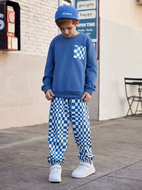 Arshiner Boys Fleece Colorblock Sweatshirt & Pants Outfit Set (2T - 7-8)