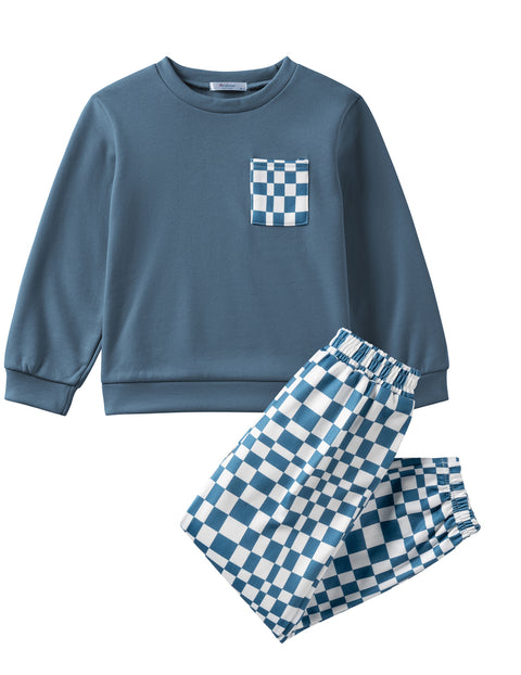 Arshiner Boys Fleece Colorblock Sweatshirt & Pants Outfit Set (2T - 7-8)