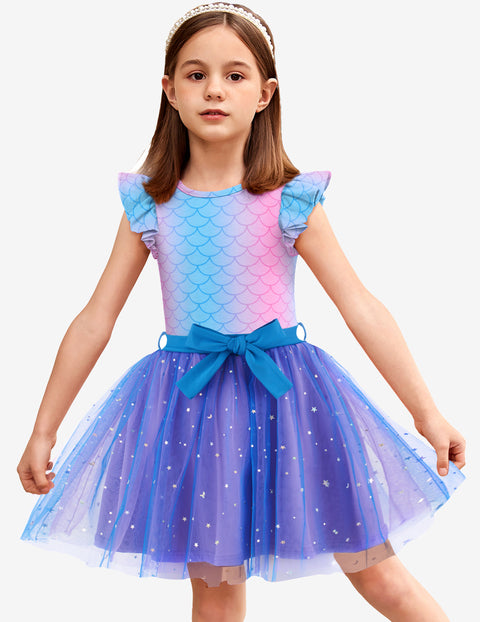 Arshiner Toddler Girls Skirt Set Ruffle Sleeve Tops and Belt Tutu Skirts