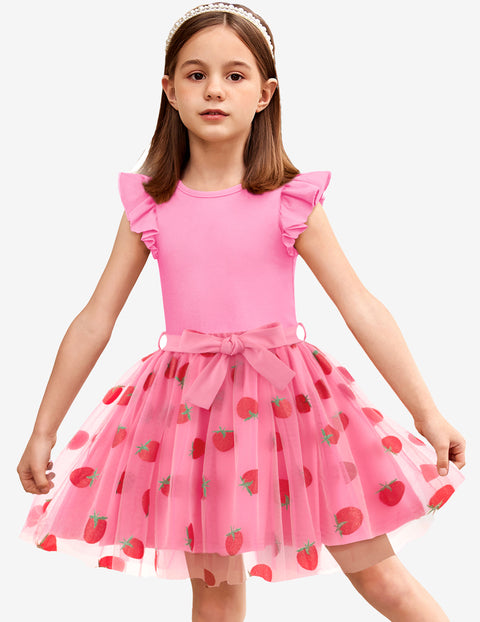 Arshiner Toddler Girls Skirt Set Ruffle Sleeve Tops and Belt Tutu Skirts