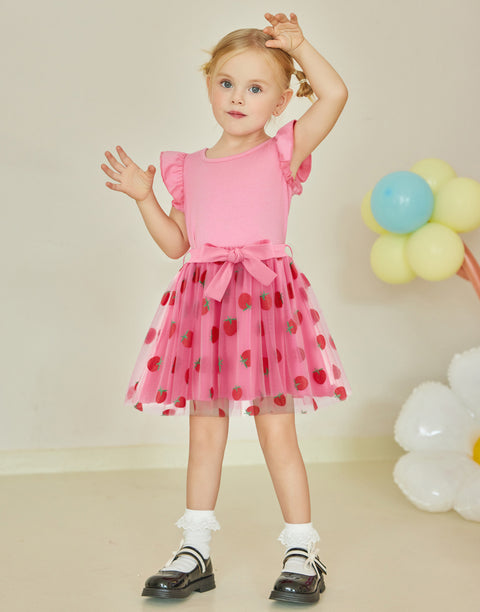 Arshiner Toddler Girls Skirt Set Ruffle Sleeve Tops and Belt Tutu Skirts
