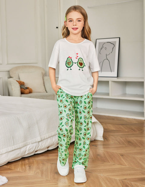 Arshiner Girls Pajama Set 3 Piece Short Sleeve Sleepwear Soft Cute Pjs Outfits