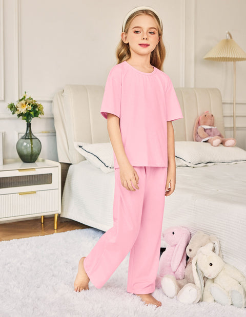 Arshiner Girls Pajama Set 3 Piece Short Sleeve Sleepwear Soft Cute Pjs Outfits
