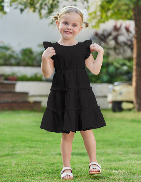 Arshiner Toddler Girls Dress Ruffle Sleeveless Tiered Swing Twirly Dresses