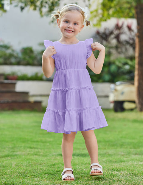 Arshiner Toddler Girls Dress Ruffle Sleeveless Tiered Swing Twirly Dresses