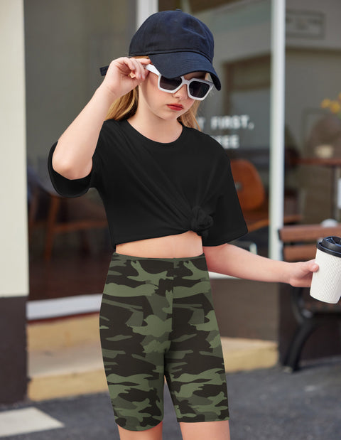 Arshiner Girls 2 Piece Outfits Drop Shoulder T-Shirts and Biker Shorts Sets