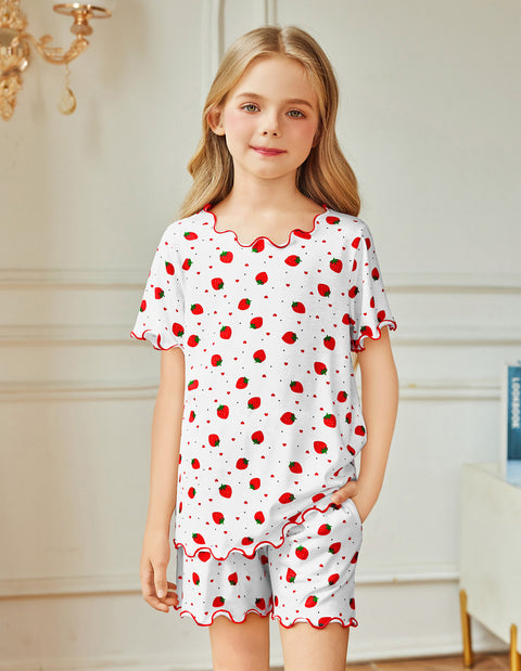 Arshiner Girls Pajama Set Short Sleeve Lounge Set