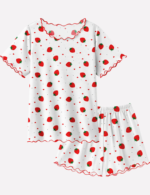 Arshiner Girls Pajama Set Short Sleeve Lounge Set