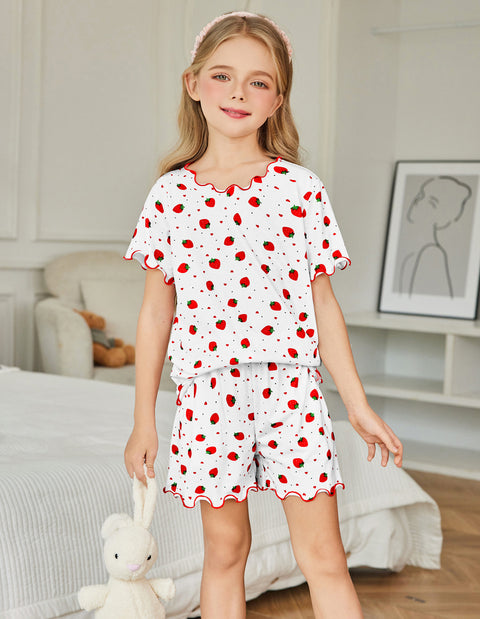 Arshiner Girls Pajama Set Short Sleeve Lounge Set