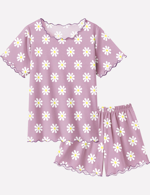 Arshiner Girls Pajama Set Short Sleeve Lounge Set