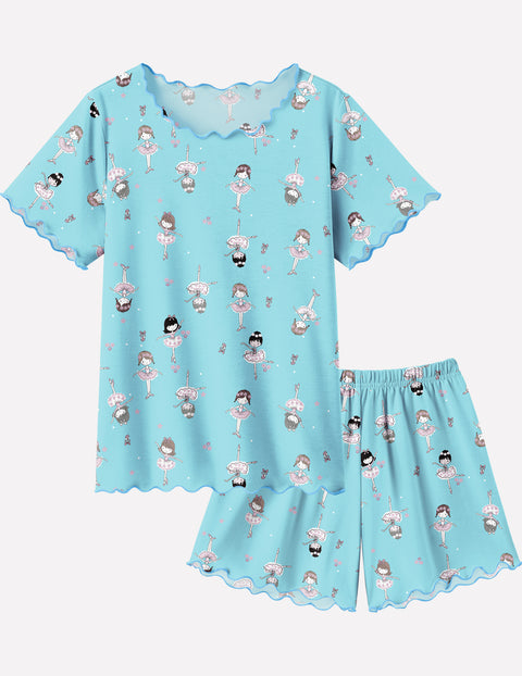 Arshiner Girls Pajama Set Short Sleeve Lounge Set