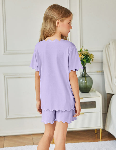 Arshiner Girls Pajama Set Short Sleeve Lounge Set