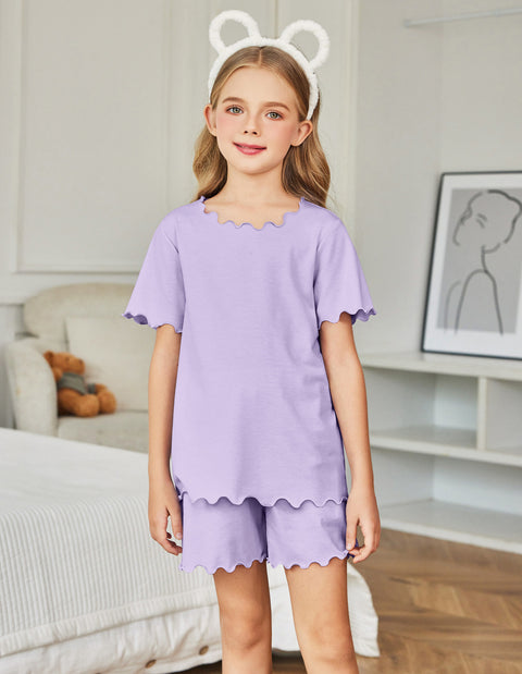 Arshiner Girls Pajama Set Short Sleeve Lounge Set