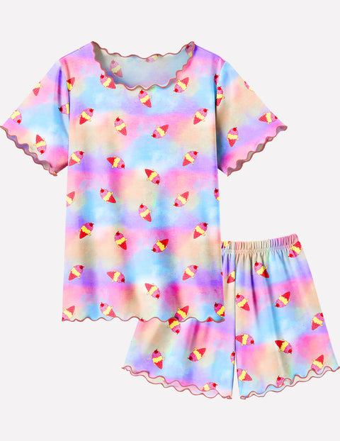Arshiner Girls Pajama Set Short Sleeve Lounge Set