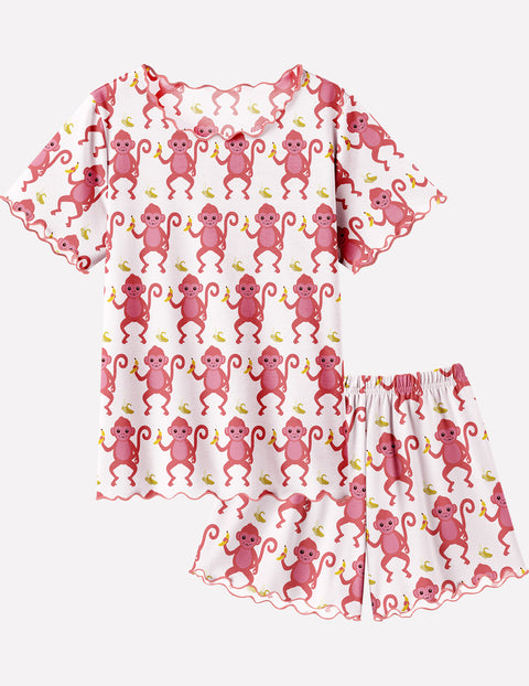 Arshiner Girls Pajama Set Short Sleeve Lounge Set