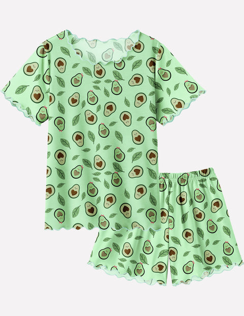 Arshiner Girls Pajama Set Short Sleeve Lounge Set