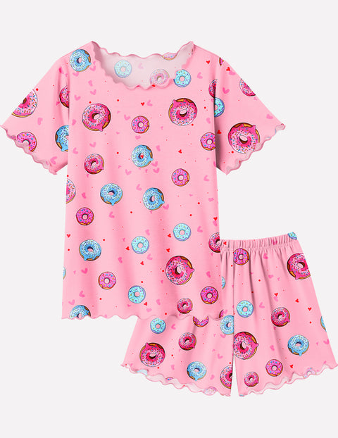 Arshiner Girls Pajama Set Short Sleeve Lounge Set