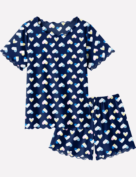 Arshiner Girls Pajama Set Short Sleeve Lounge Set