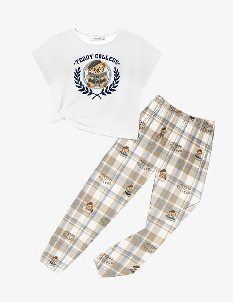 【6-14Y】Arshiner Girls 2 Piece Sets Drop Shoulder Top Sweatpants Jogger
