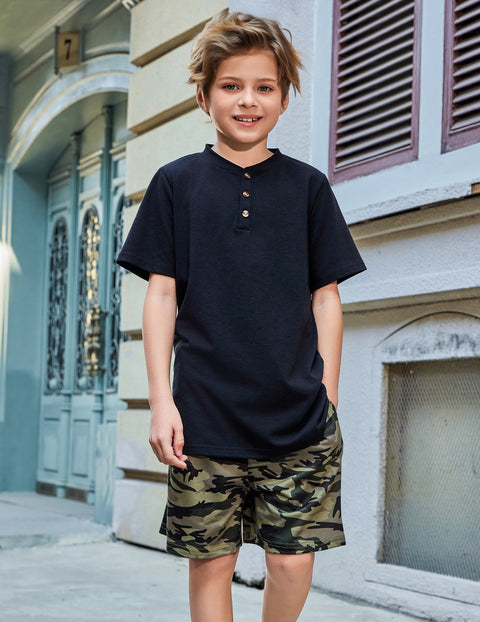 【5-12Y】Arshiner Boys Sets Short Sleeve Tee and Shorts