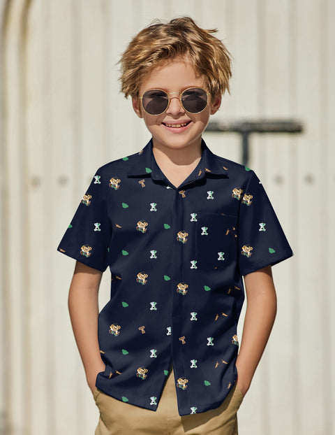 Arshiner Boys Short Sleeve Dress Shirts Solid Button Down Shirts