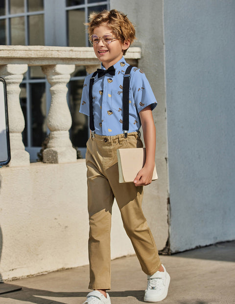 Arshiner Boys Short Sleeve Dress Shirts Solid Button Down Shirts