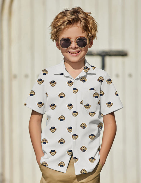 Arshiner Boys Short Sleeve Dress Shirts Solid Button Down Shirts