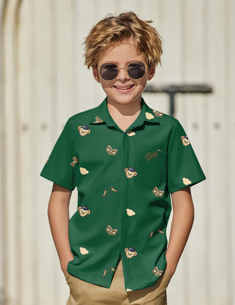 Arshiner Boys Short Sleeve Dress Shirts Solid Button Down Shirts