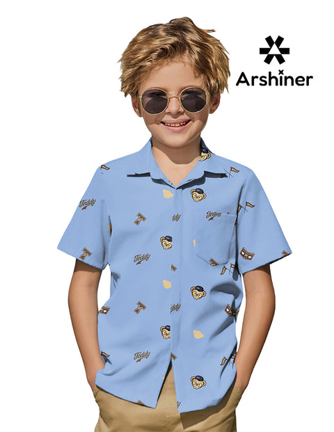 Arshiner Boys Short Sleeve Dress Shirts Solid Button Down Shirts