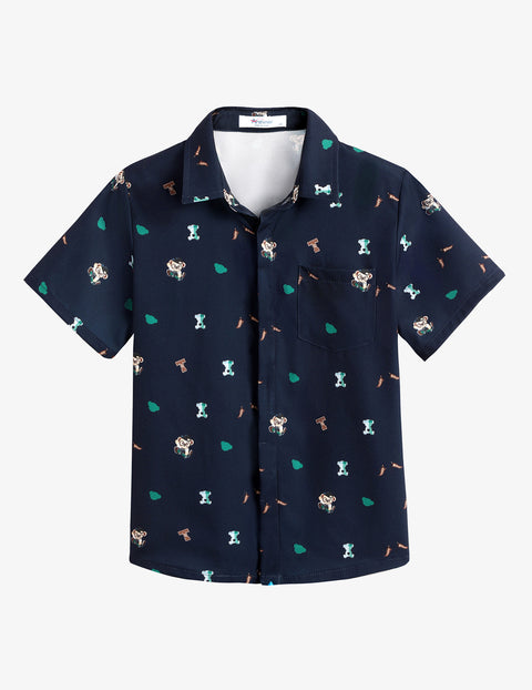 Arshiner Boys Short Sleeve Dress Shirts Solid Button Down Shirts