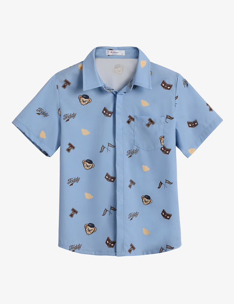 Arshiner Boys Short Sleeve Dress Shirts Solid Button Down Shirts