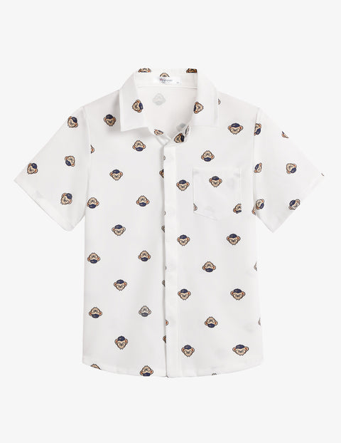 Arshiner Boys Short Sleeve Dress Shirts Solid Button Down Shirts