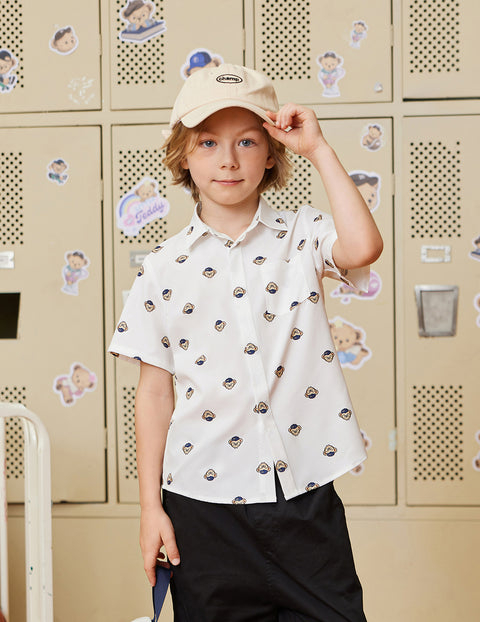 Arshiner Boys Short Sleeve Dress Shirts Solid Button Down Shirts