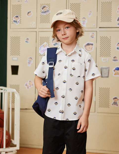 Arshiner Boys Short Sleeve Dress Shirts Solid Button Down Shirts
