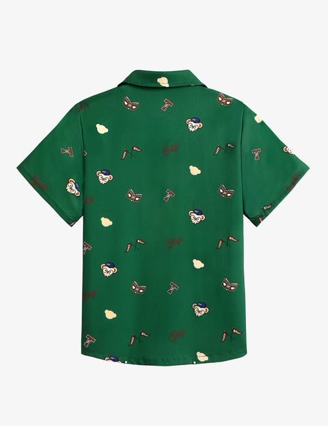 Arshiner Boys Short Sleeve Dress Shirts Solid Button Down Shirts
