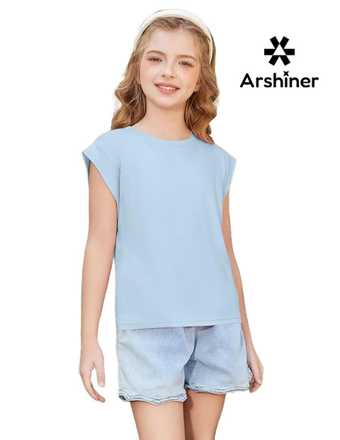 Arshiner Girls T Shirts Cap Sleeves Casual Summer Tops Tank Tee