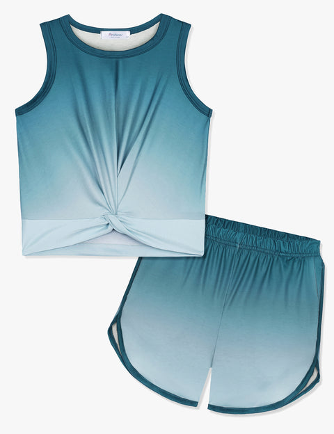 Arshiner Girls 2 Piece Sets Outfits Twist Front Tank Top and Shorts