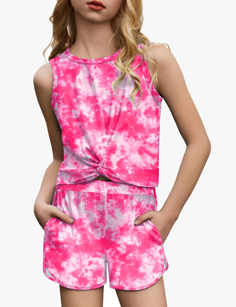 Arshiner Girls 2 Piece Sets Outfits Twist Front Tank Top and Shorts