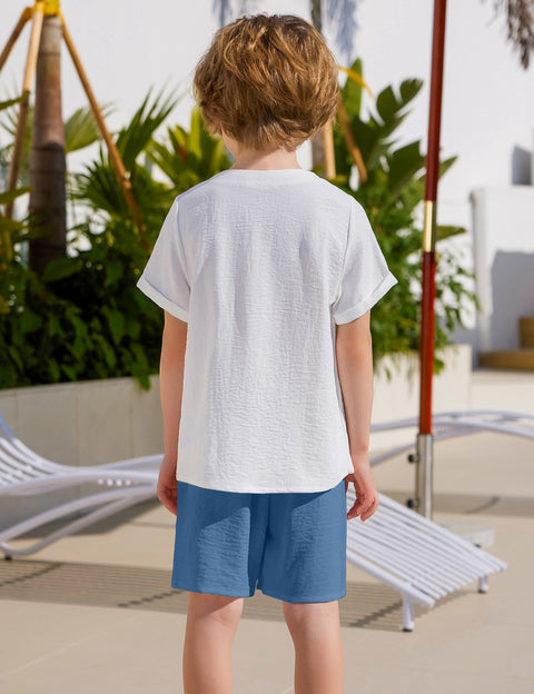 Arshiner Toddler Boy Outfits Short Sleeve Henley T-Shirt & Shorts Set 2-8 Years