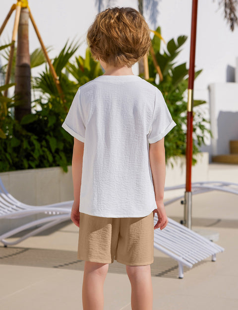 Arshiner Toddler Boy Outfits Short Sleeve Henley T-Shirt & Shorts Set 2-8 Years