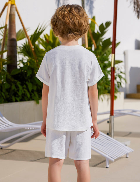 Arshiner Toddler Boy Outfits Short Sleeve Henley T-Shirt & Shorts Set 2-8 Years