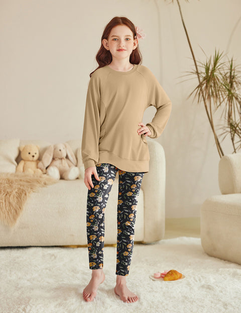 Arshiner Girls 2 Piece Outfits Raglan Top and Pants Set