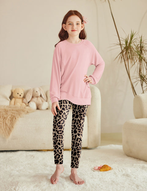 Arshiner Girls 2 Piece Outfits Raglan Top and Pants Set