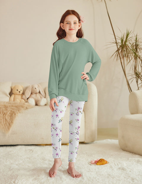 Arshiner Girls 2 Piece Outfits Raglan Top and Pants Set