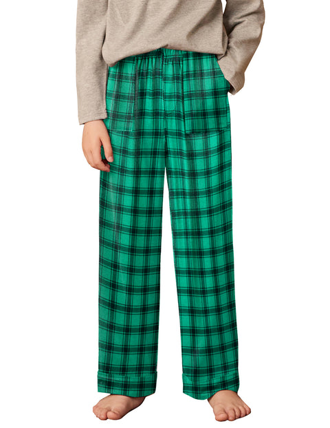 Boys Soft Plaid Pajama Pants with Side Pockets