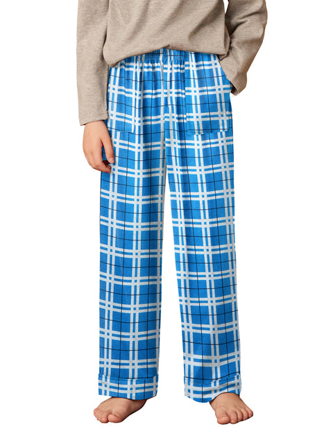Boys Soft Plaid Pajama Pants with Side Pockets