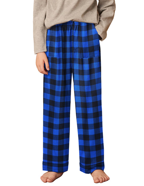 Boys Soft Plaid Pajama Pants with Side Pockets